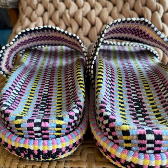 Chloe Rori Sandals Woven Cotton Colourful Slides Slip On Embroidered Rare HTF - Picture 11 of 14